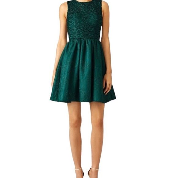 MONIDUE LHUILIER Dress Fit & Flare Emerald Lace Top Sleeveless MSRP 495 Size 20 - Picture 13 of 13